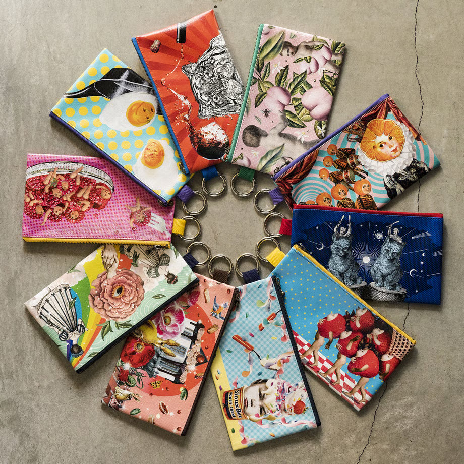 フラットポーチ「Raspberries」