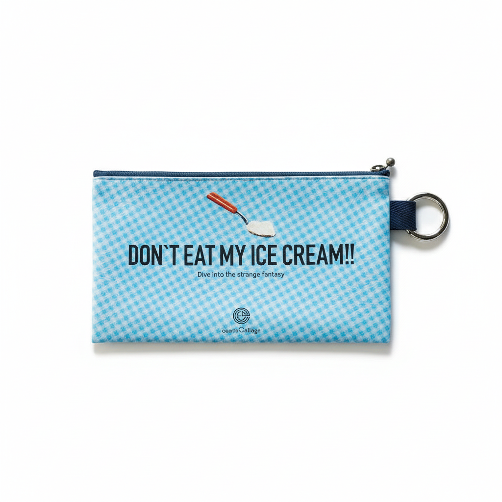 フラットポーチ「Don't eat my ice cream!!」