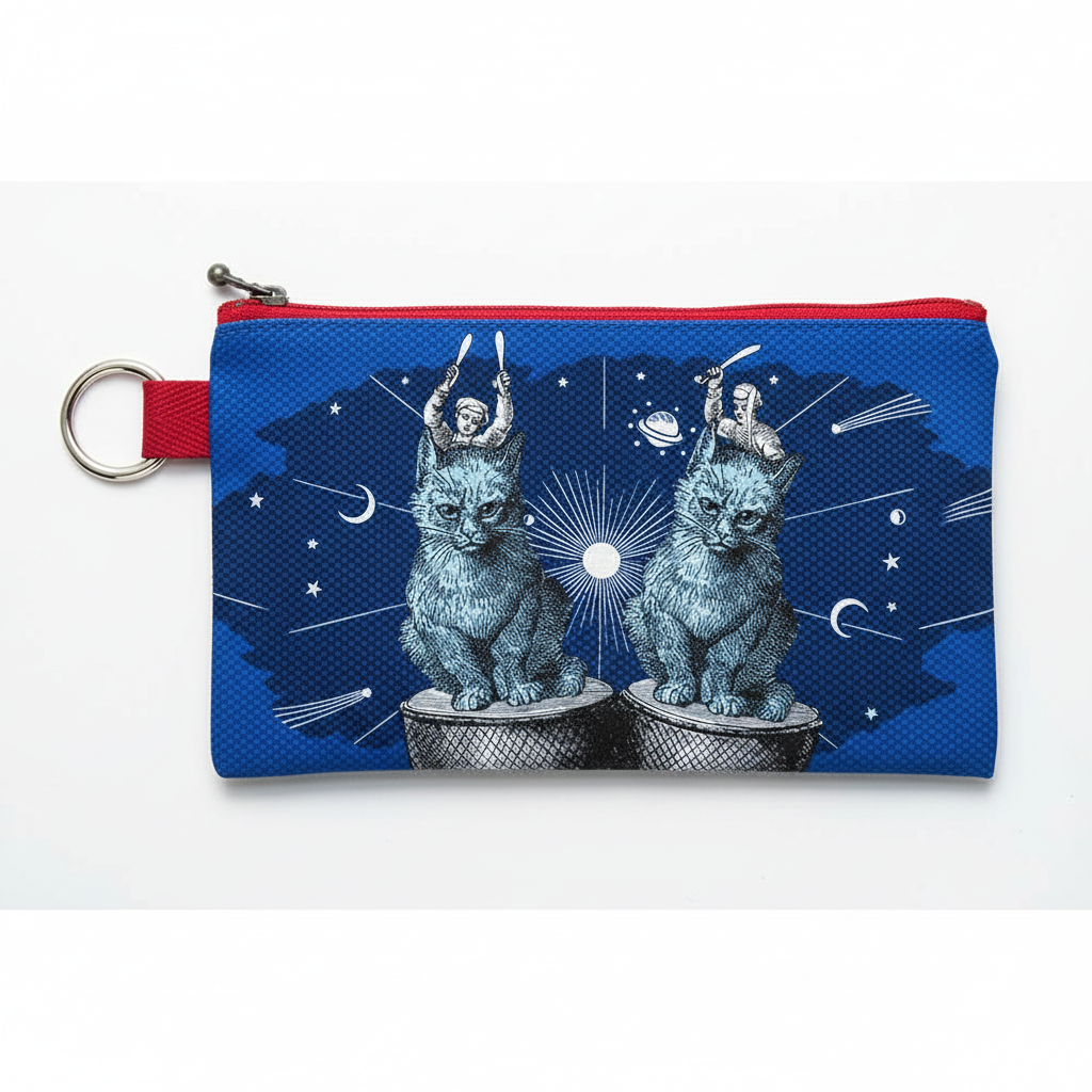 フラットポーチ「Night cats」