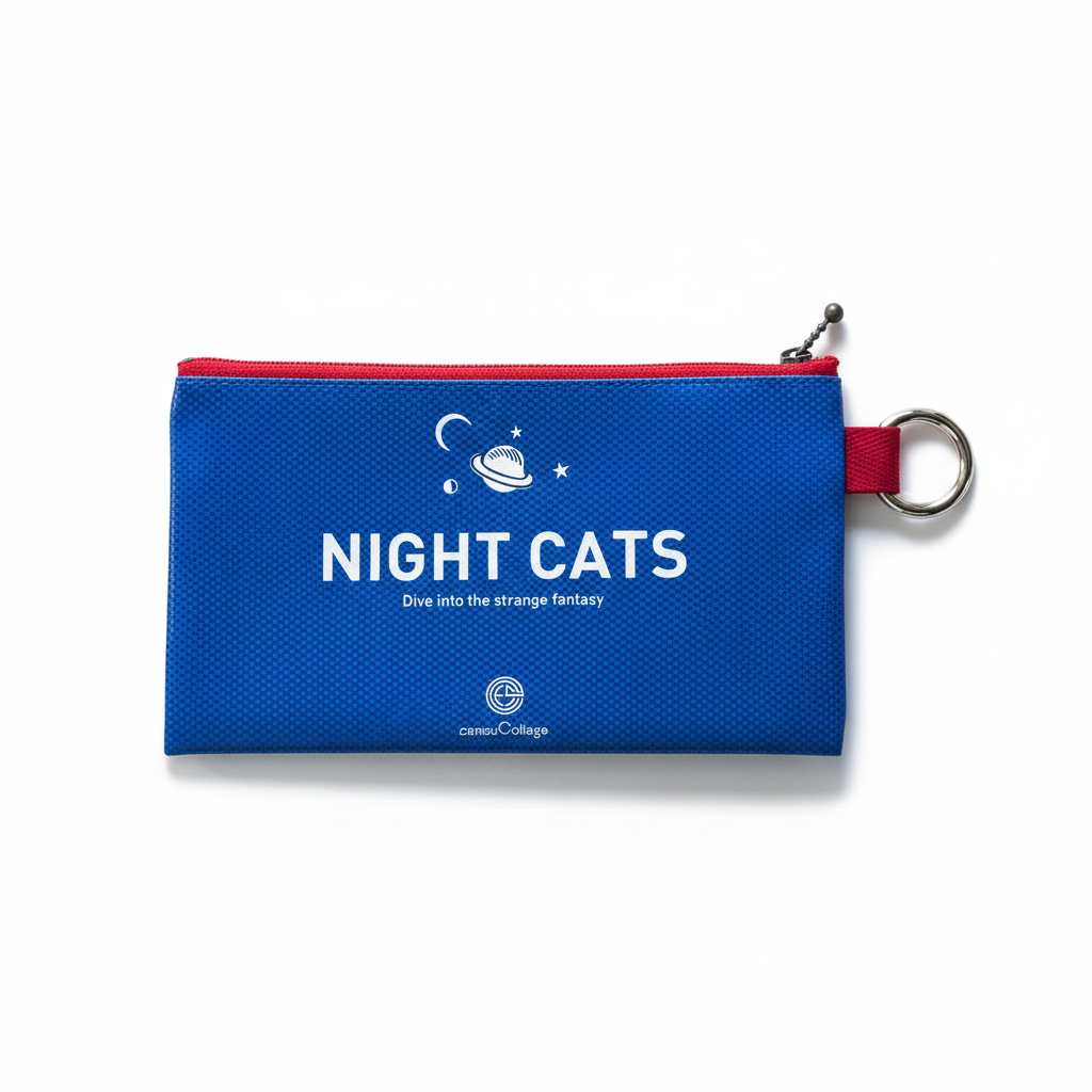 フラットポーチ「Night cats」