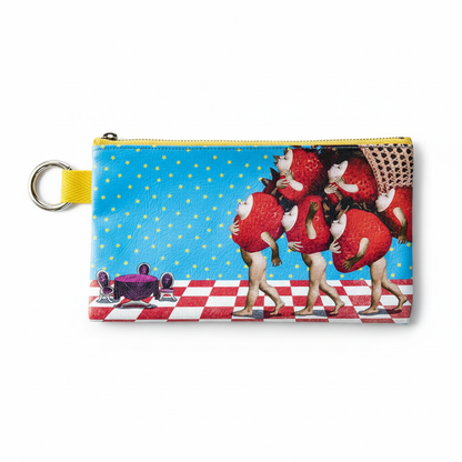 フラットポーチ「Six strawberries」