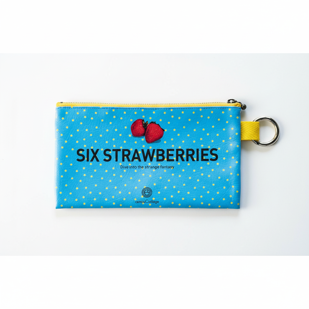 フラットポーチ「Six strawberries」