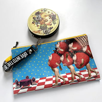 フラットポーチ「Six strawberries」