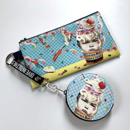 ラウンドポーチ「Don't eat my ice cream!!」