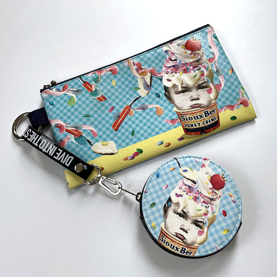 フラットポーチ「Don't eat my ice cream!!」